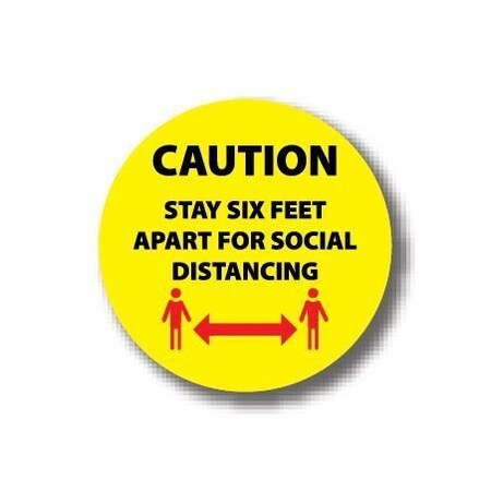 Ergomat 20in CIRCLE SIGNS Caution Stay Six Feet Apart For Social Distancing DSV-SIGN 400 #6251 -UEN